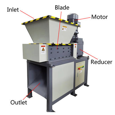 1000kg/jam Mesin penghancur daur ulang Double Shaft Botol plastik Mobile Scrap Shredder