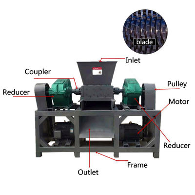 High Power Metal Plastic Bottle Splitter Double Roll Crusher / Breaker Crusher Mesin